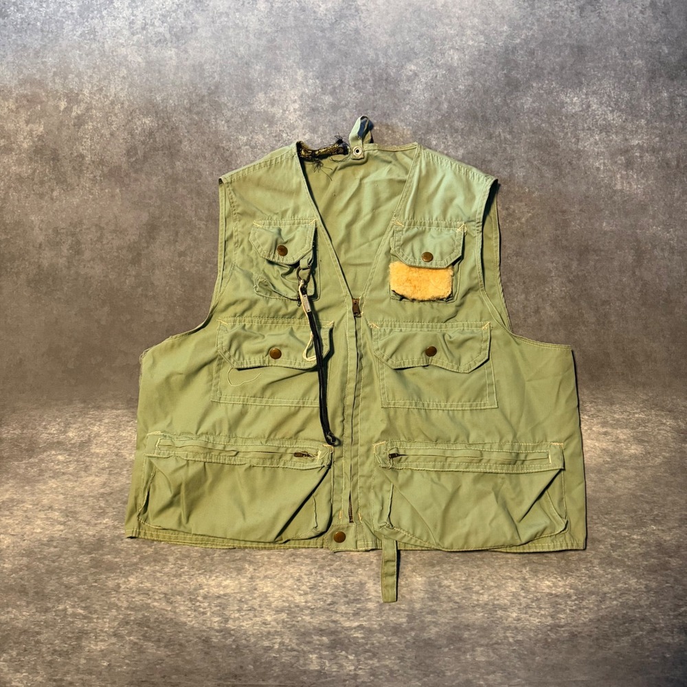 VTG Olympic International Fishing Vest Sage Green Utility Gorp Tactical Men M